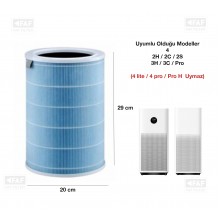 Xiaomi Mi Smart Air Purifier Pro/ 2 / 2s / 2h / 3h / 4  Uyumlu Çipli Hepa Filtre  Mavi